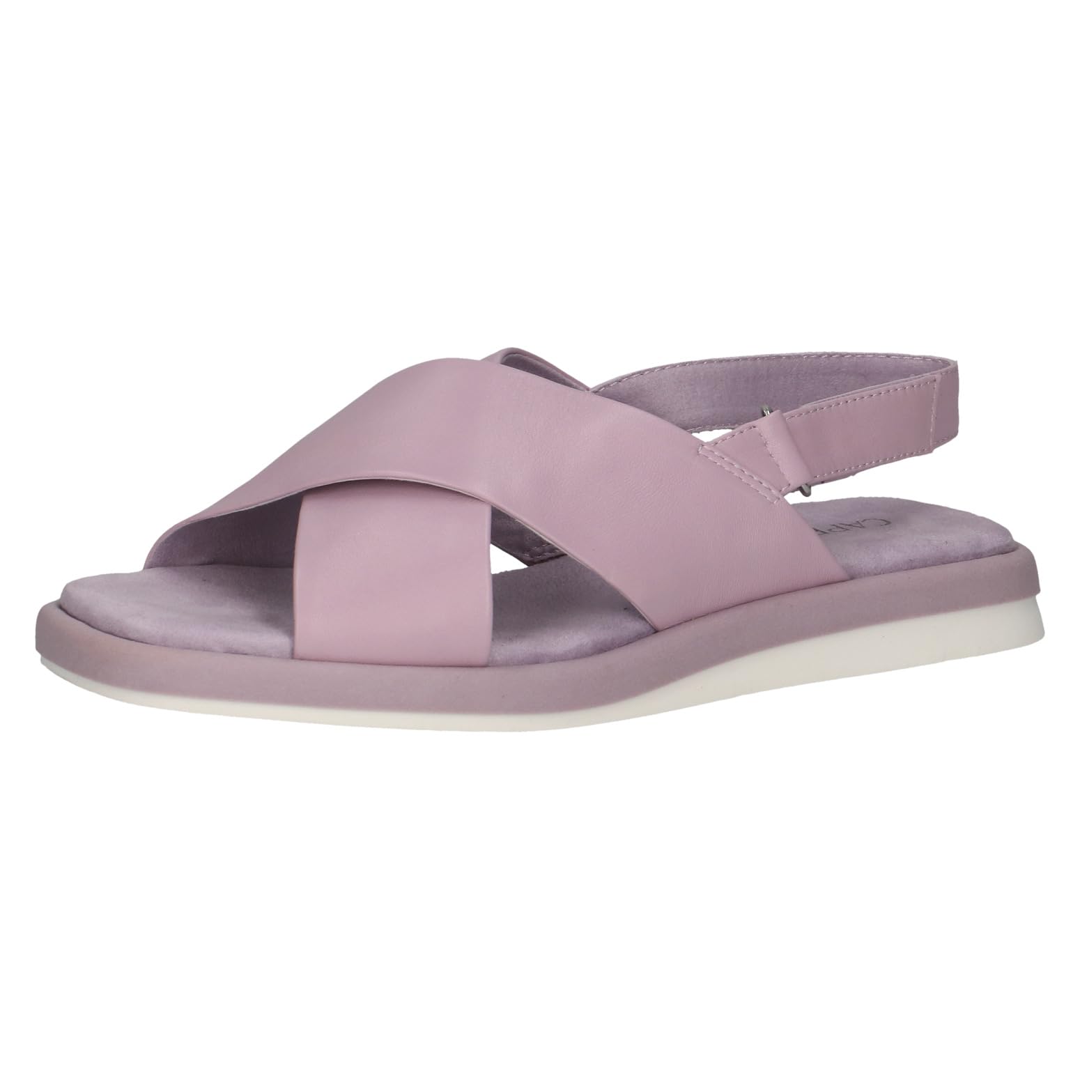 CAPRICE Women's Flat Leather Sandals with Footbed, Purple (Lavender Soft), 6.5 UK