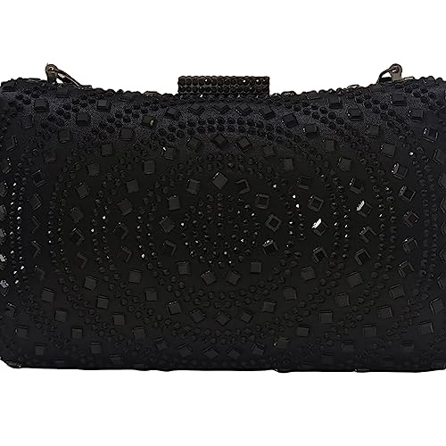 Image of Crystal Box Clutch Rhinestone Handbags For Women Party Purse Wedding Evening Bag