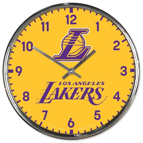 Los Angeles Lakers 12 inch Round Wall Clock Chrome Plated