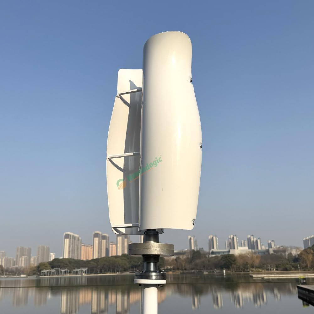 800W vertikale Windkraftanlage 12V 24V 48V Windgenerator freie Energie Windmühle Windturbine mit Regler Windräder für Heimgebrauch Garten Boote (48V-Weiß)