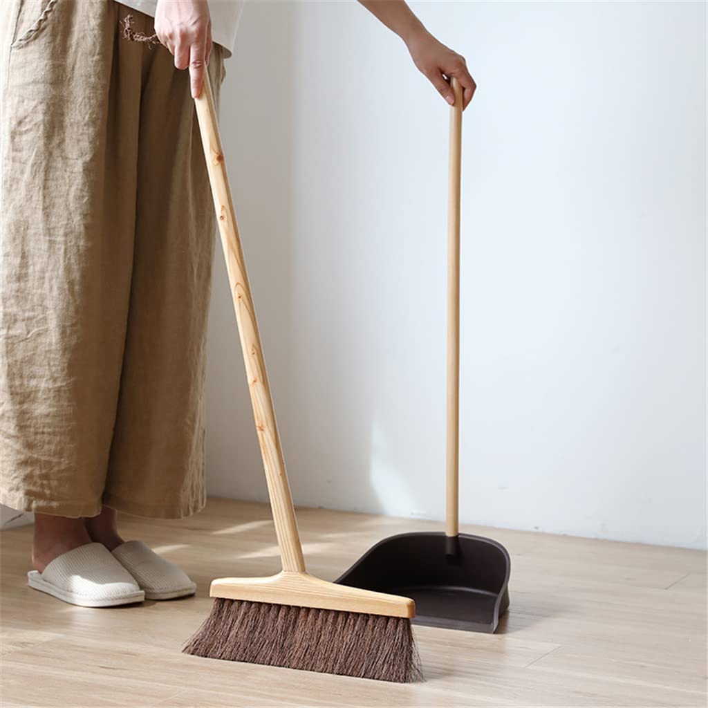 Set di scopa e paletta, Scopa in legno da cucina, manico lungo, for pavimenti, piante naturali