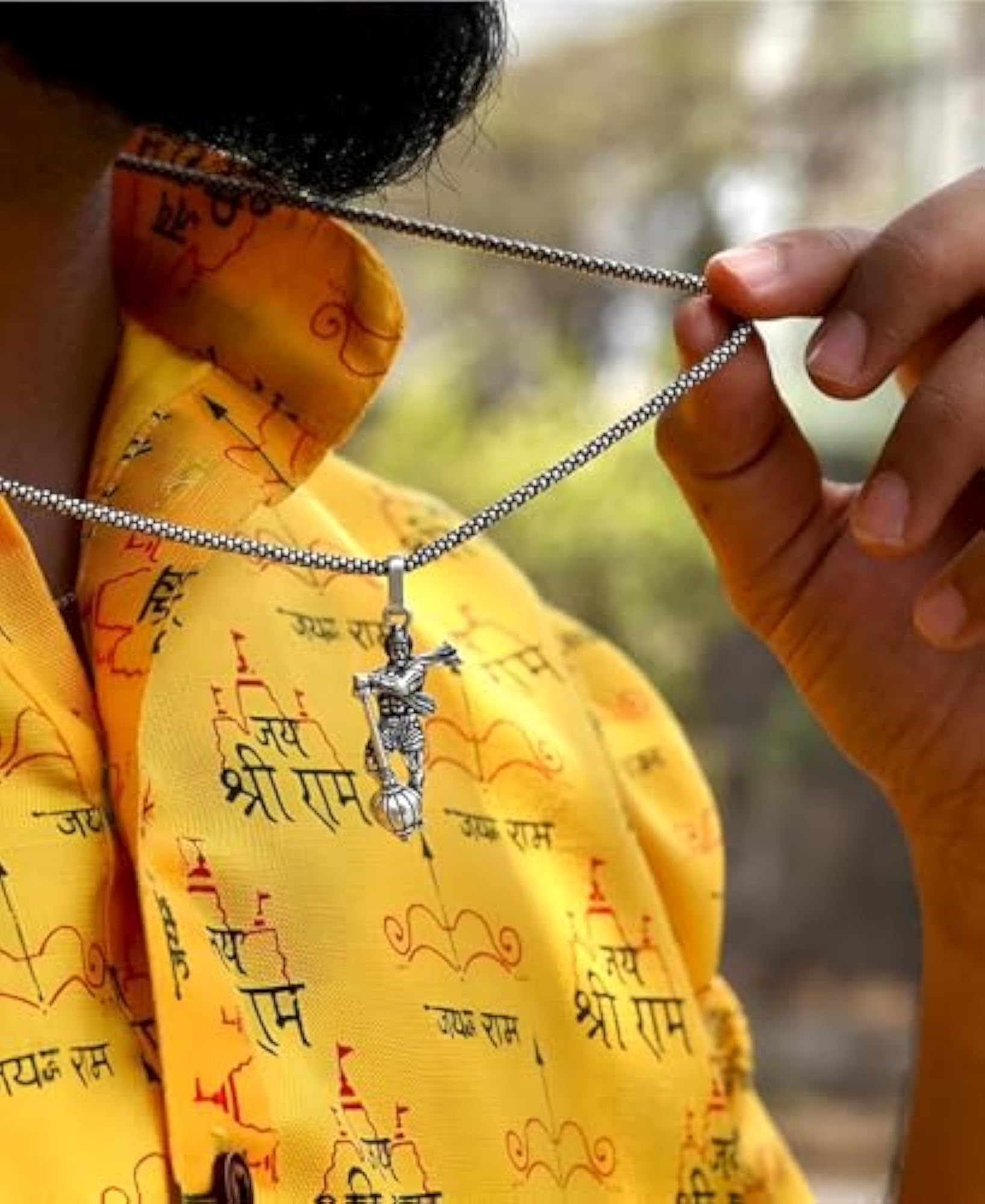 Lord Hanuman Ji Silver Pendant Necklace for Men