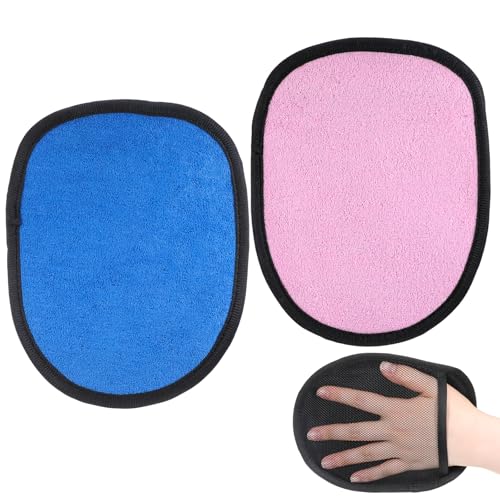 Dplolng 2 Pcs Sand Wipe Off Mitts,Beach Sand Removal Gloves Sands Remover for Beach Volleyball Sandboxes Surf Ocean (Pink,Blue)