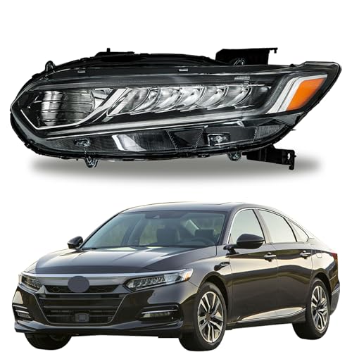 Thomletha Driver Side Headlights Assembly Halogen Replacement for Accord 2018-2020 Housing Chrome Lamp LH 1PC 33150-TVA-A01 HO2502187