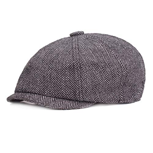 SiaohtG Men Beret Vintage Herringbone Gatsby Retro Octagonal Hat Women Men Autumn And Winter Woolen Painter Hat Newsboy Hat Korean Version Of Duck Tongue Beret Hat Spring And SummerTweed Peaky Blinder