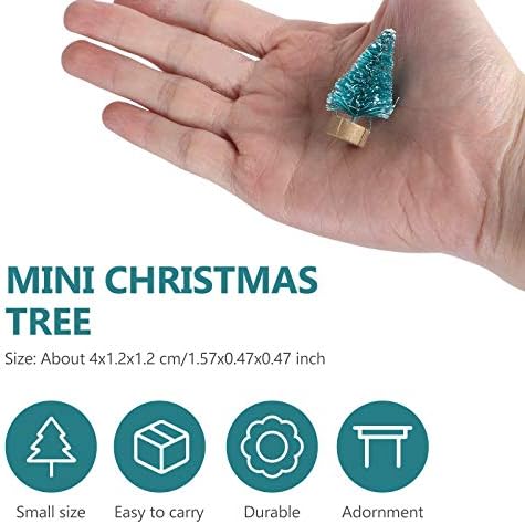 Amosfun 24pcs Tiny Christmas Tree with Wooden Base 4cm Mini Pine Trees Artificial Sisal Snow Trees Mini Craft Trees for DIY Craft Christmas Party Home Decoration (4cm)