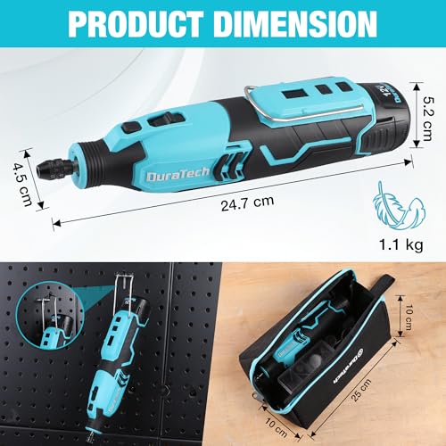 DURATECH Cordless Rotary Tool, 12V Rechargeable Rotary Tool with 118pcs Accessories, 7 Variable Speed 35000RPM, Power Rotary Multi Tool Kit for Sanding, Polishing, Carving, Drilling and DIY Crafts 7 DURATECH Cordless Rotary Tool, 12V Rechargeable Rotary Tool with 118pcs Accessories, 7 Variable Speed 35000RPM, Power Rotary Multi Tool Kit for Sanding, Polishing, Carving, Drilling and DIY Crafts - Image 7