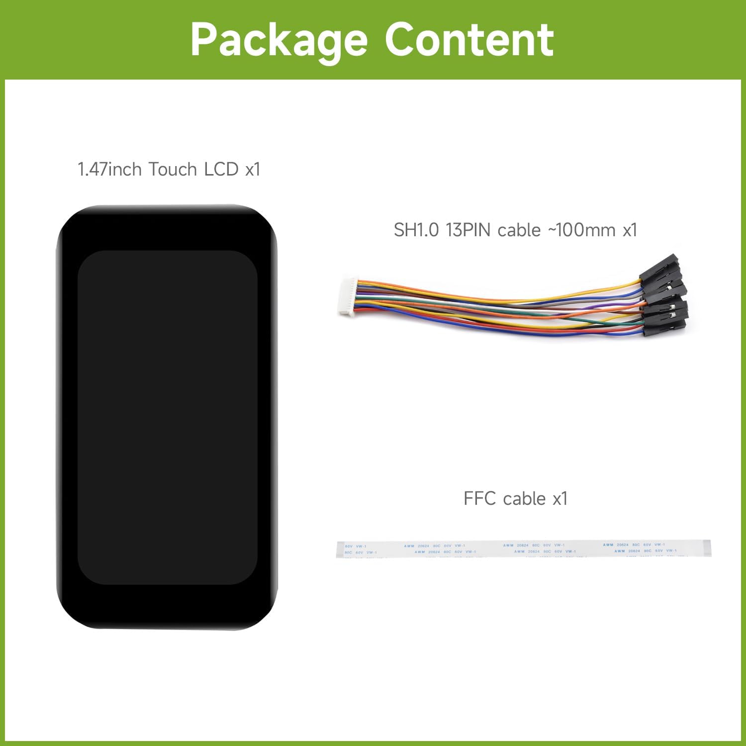 Waveshare 1.47inch LCD Display Module with Touch Panel, Compatible with Raspberry Pi/Pi Pico/ ESP32S3, Micro LCD Display, 172×320 Resolution, IPS, SPI and I2C Communication, 262K Display Color