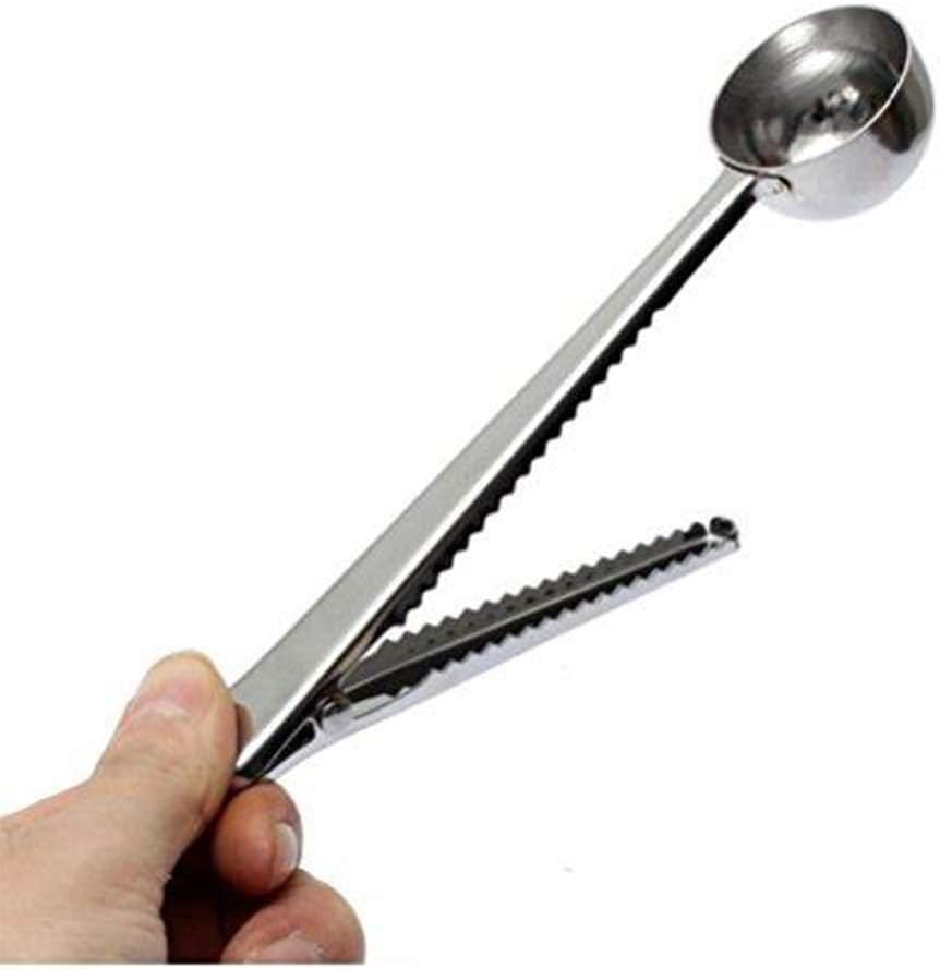 10 Pakcs Scoop and Clip 2 in 1 Stainless Steel 1 tbsp Ground Measuring Spoon with Bag Clip for Coffee Tea