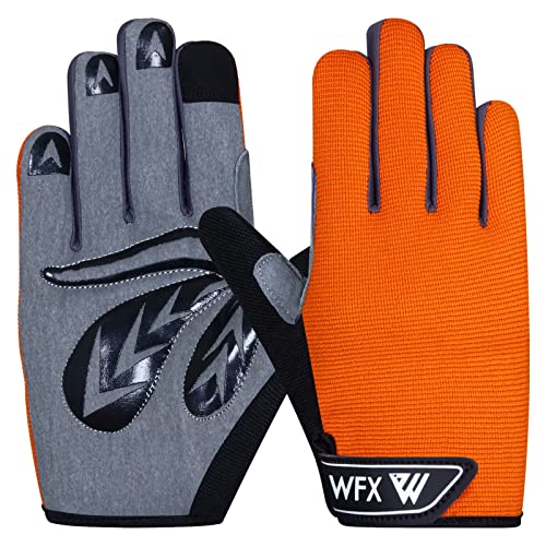 Paire de gants de cyclisme pour enfants - Pour écran tactile - Antidérapants - Pour sports de plein air, vélo de route, VTT, rembourrage en gel - Taille S - Orange