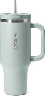 Coolflask 40 oz Tumbler with Lid and Straw, Water Tumbler Insulated with 2-in-1 Leak-proof Lid, Coffee Tumbler Travel Mug Stainless Steel for Cup Holder, Keep Cold for 24H/Hot for 12H, Green