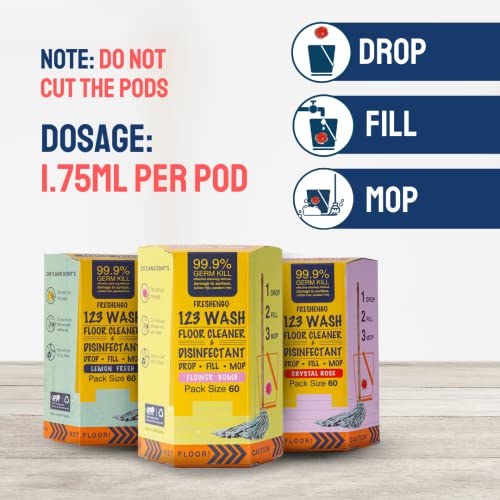Image of FRESHENGO Floor Cleaner Disinfectant Liquid Pods Kills 99.9% Germs Safe for Kids & Pets Non Toxic (Floral 30 Pods)