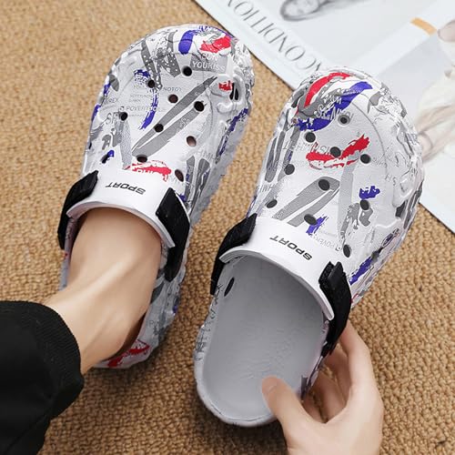 Image of FLIOZY Men's Camouflage Garden Clogs Comfortable Non-Slip Beach & Pool Mules, Lightweight Athletic Outdoor Sandals with Adjustable Back Strap