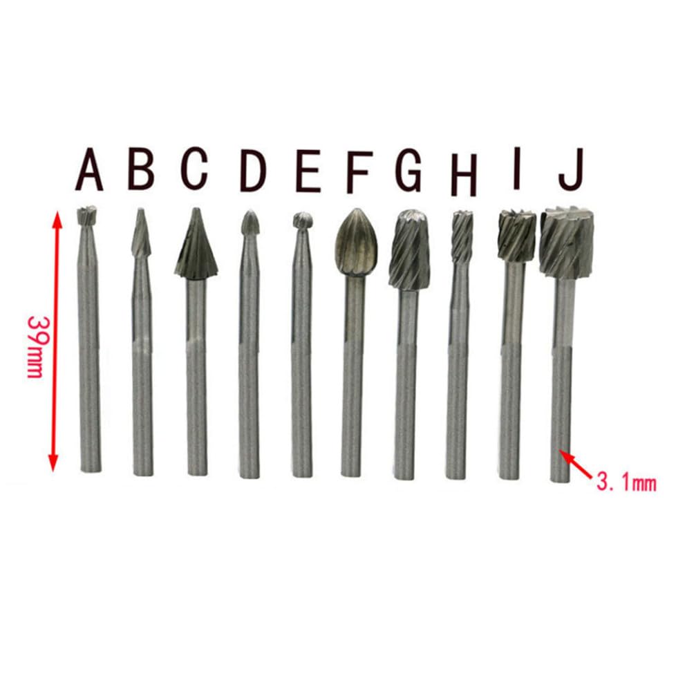 Set de 10 fresas rotativas para tallado y grabado miniatura 6