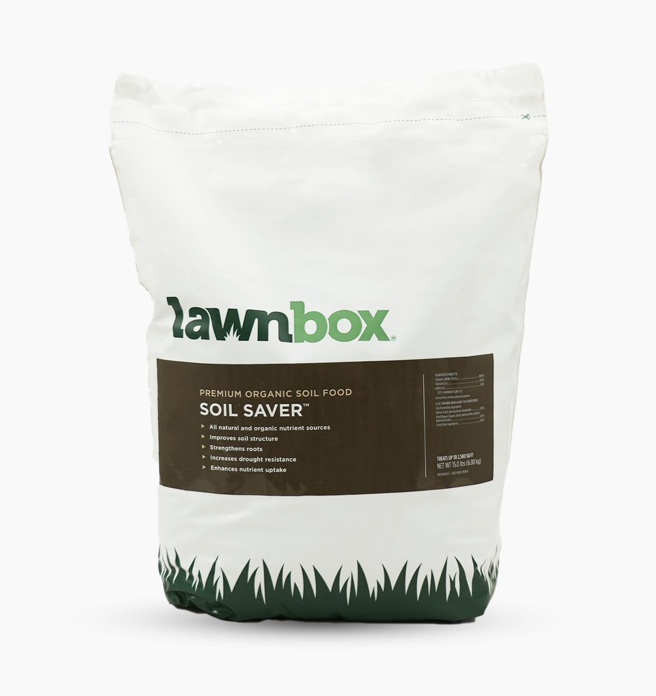 Lawnbox Soil Saver 100% Organic Gypsum and Humic Acid Soil Amendment 15 lb Bag Covers 2,500 sq ft
