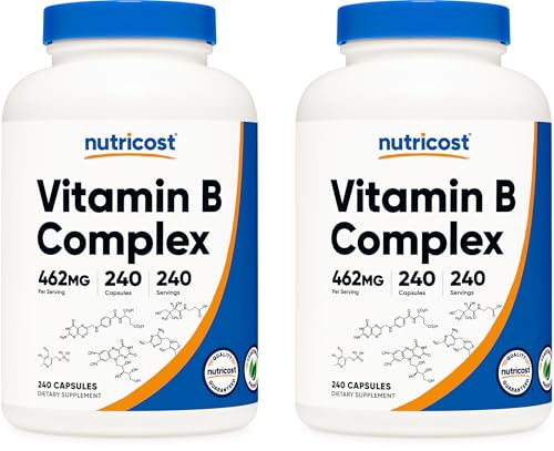 Image of Nutricost Vitamin B Complex 462mg, 240 Capsules - with Vitamin C - Energy Complex (Pack of 2)