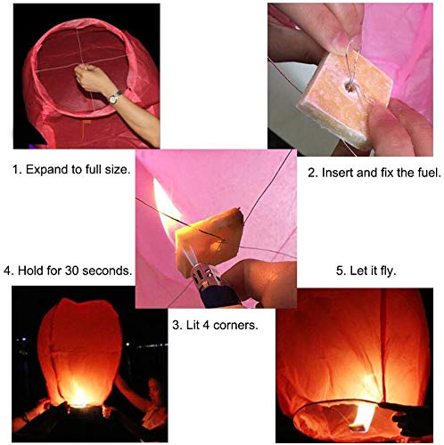 SHATCHI 10Pcs Pink Heart Shape Sky Lanterns Wire-Free Traditional Eco Friendly for Christmas New Year’s Eve, Chinese New Year - Image 3