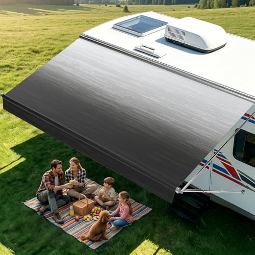 Maxztill RV Awning Fabric Replacement 16FT 19.5oz Camper Awning Replacement Heavy-Duty Heat-Sealed Vinyl UV & Sunproof Weatherproof Universal Outdoor Canopy for Campers Trailers RVs and More