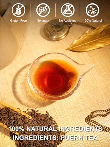 Image of TeeLux Emperor Pu-erh Tea Loose Leaf, Yunnan Fermented Dark Tea, 16oz