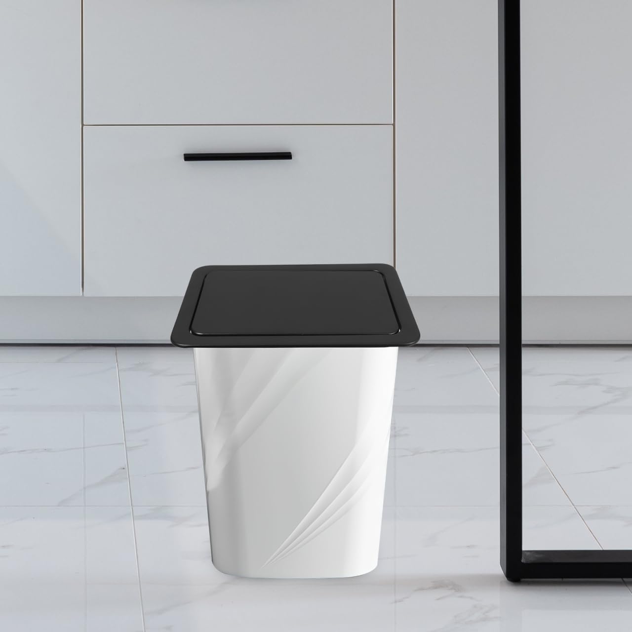 POPETPOP Tapa De Basura Empotrada De Acero Inoxidable Para Cubo De Basura Cocina Y Lavabo Tapa De Cubo Con Diseño De Flip Fácil Instalación 10.78X7.48X1.29 Pulgadas