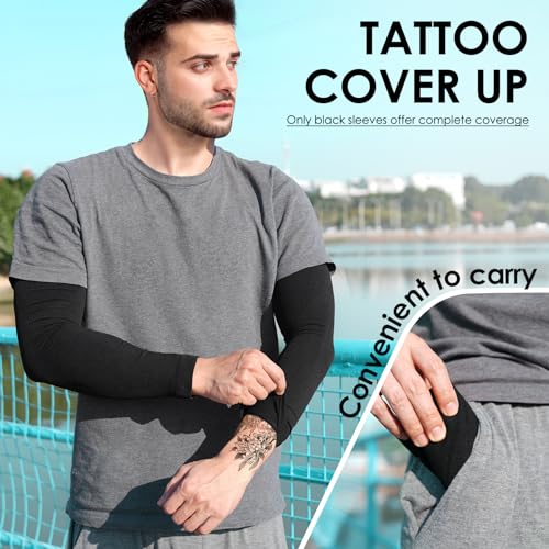 4 Pairs UV Sun Protection Arm Sleeves for Men Women, Compression Cooling Sun Sleeves - Sports - Workouts - Tattoo Cover4