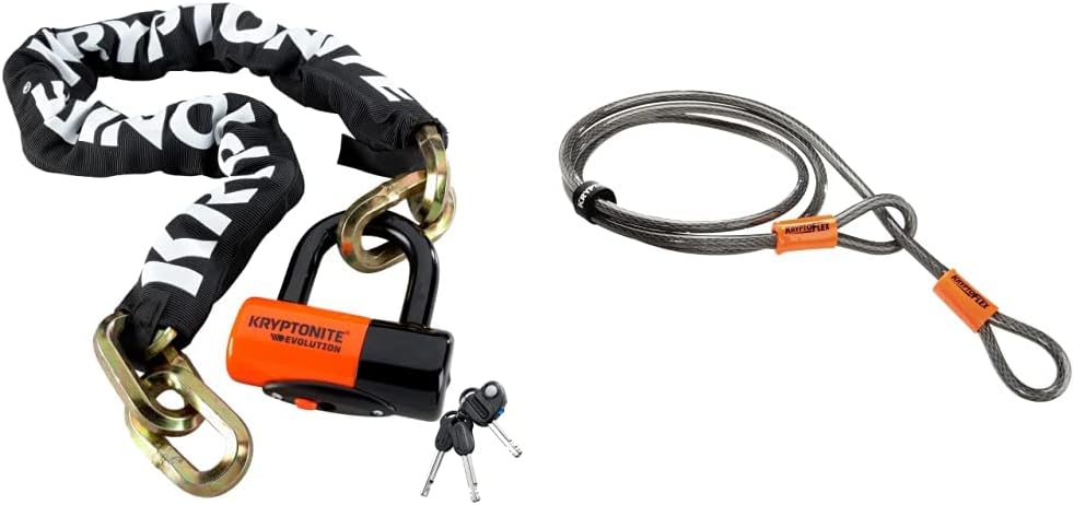Kryptonite New York 1210 Bike Chain Lock + KryptoFlex 7ft Security Cable