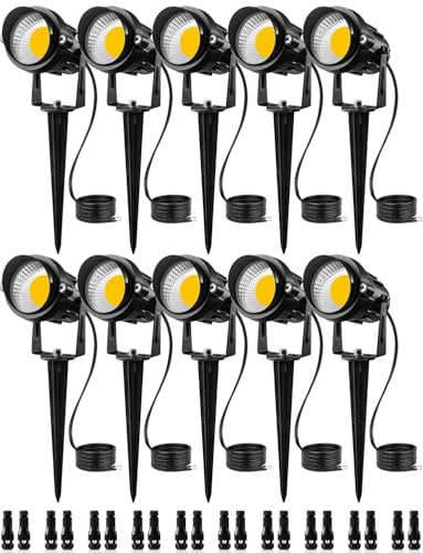 SUNVIE 12W Low Voltage LED Landscape Lights with Connectors, Outdoor 12V Super Warm White (900LM...