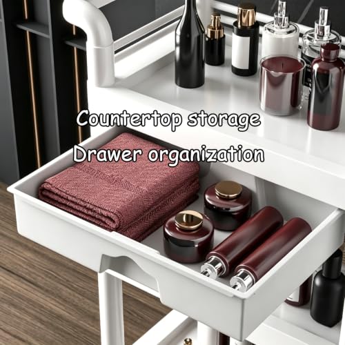 Estante de almacenamiento con ruedas cajones herméticos y material impermeable blanco 3