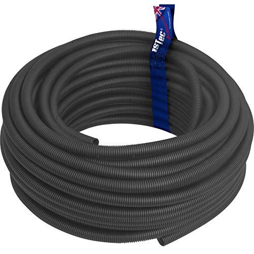 1STec 30m x 20mm Système de conduit isolant, cintrable, annelé. Câble Conduit Noir Cordon Gaine. Électrique Souterrain Antenne TV et fil téléphonique (30 Mètre)