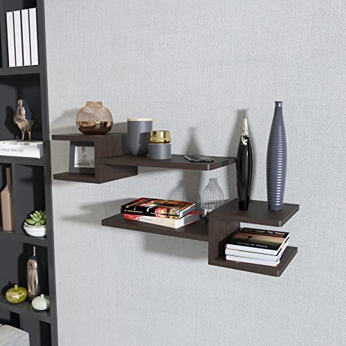 ESTANTERIA Anticuado Engineered Wood Modern Wall Mounted Shelf Display Rack for Books and Home Decor in Home and Office (Wenge Finish) - Image 3