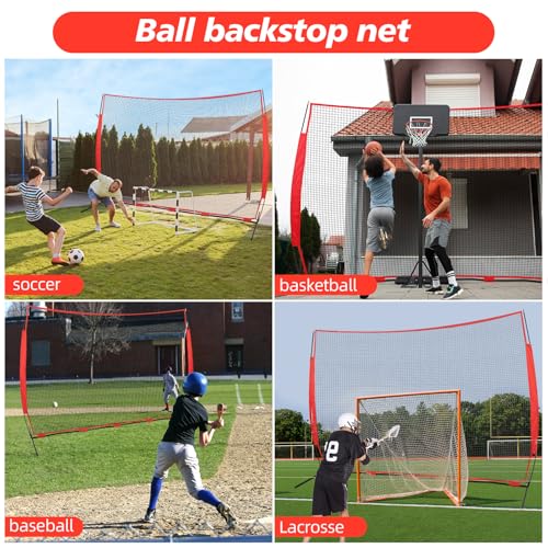 7x7ft /10x16ft /10x20ft Portable Stable Backstop Net with Handbag and 12 Ground Stakes. Sport Net for Baseball Soccer, Lacrosse, Softball. Ball Stop Equipment for Backyard Garden Training（Only Block） by POWSAWER - Image 6