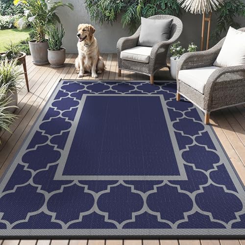 GENIMO Outdoor Teppich Wetterfest 150 x 240 cm, Balkonteppich Wasserfest für Terrasse, Gartenteppich Beidseitig Kunststoff, Aussenteppich in 5 Größen, Blau & Grau Morocco Spalier GENIMO Outdoor Teppich Wetterfest 150 x 240 cm, Balkonteppich Wasserfest für Terrasse, Gartenteppich Beidseitig Kunststoff, Aussenteppich in 5 Größen, Blau & Grau Morocco Spalier