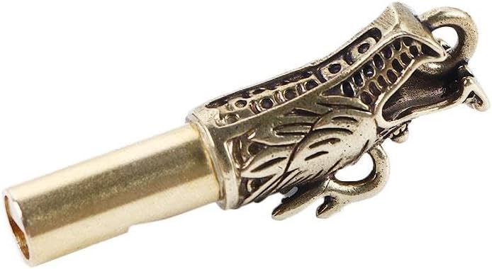 Handmade Brass Dragon Head Whistle for Outdoor Survival Tools and Keychains Charm Necklaces Pendant