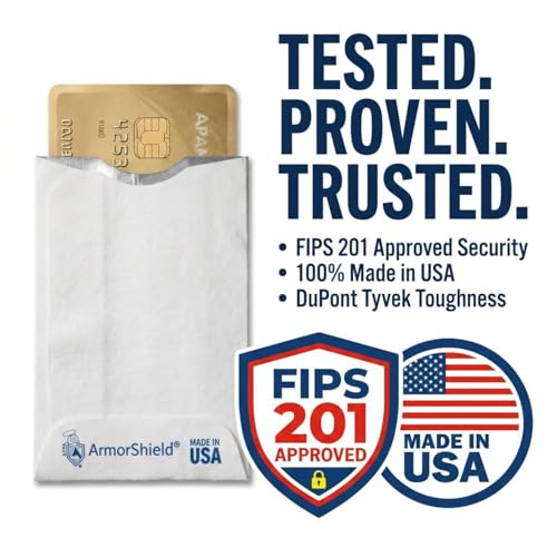 Image of ArmorShield RFID Blocking Sleeves for Credit Cards, 20-Pack White, USA Made | Blocks unauthorized RFID scans. Slim, waterproof, tearproof. 100% Made in USA.