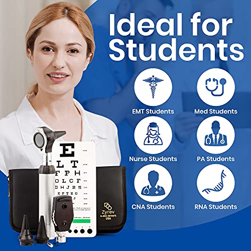 Zyrev 2 In 1 Otoscope Oph Set - Perfect For Nursing & Medical Students With Carry Case, Sight Chart & Replacement Ear Speculums #TOP1