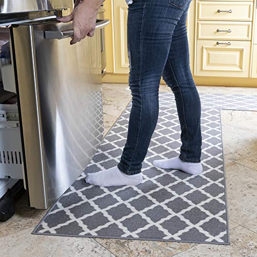 Ottomanson Glamour Collection Contemporary Moroccan Trellis Design Kids Lattice Area Rug (Non-Slip) Kitchen