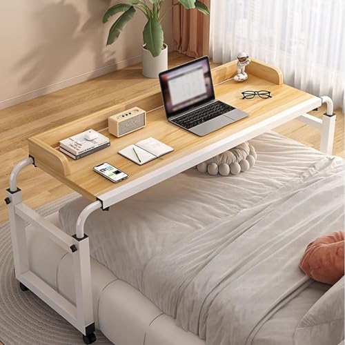 Extendable Rolling Mobility Table Over Bed,Overbed Desk Height Adjustable,Food Tray Desk Rolling Medical Table Mobile Height and Length Adjustable Computer Laptop Cart with Wheels