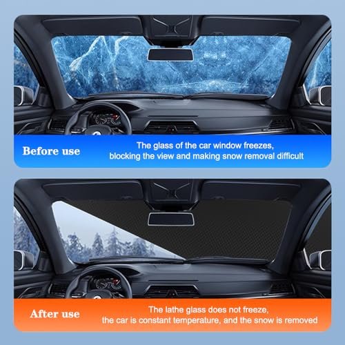 Image of Automotive Windshield Snow Cover for Ice and Snow Universal Car Front Window Cover Large Windshield Frost Cover with Side Mirror Covers Suitable for Most Vehicle,Car,SUV (Orange)