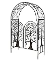 Plow & Hearth Metal Tree of Life Arched Garden Arbor w/Gate | Laser-Cut Design | Climbing Plant Support | Landscape Focal Point | Steel | 7' Tall