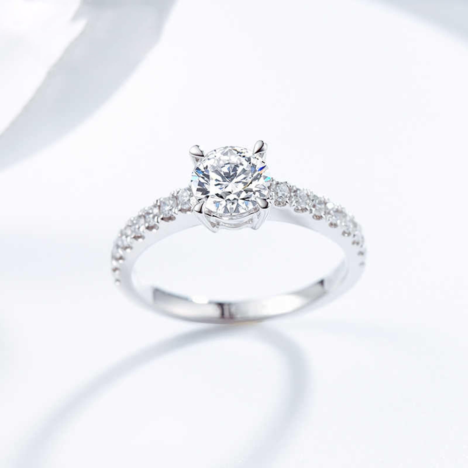 Obrączki ślubne PT950/9K/14K/18K białe złoto, laboratoryjnie stworzony diament klasyczny pierścionek ślubny, Au 750/585/375 pierścionki przyjaźni, prawdziwe złoto, rozm. 47-70