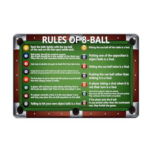 Metallschild für Billard, Vintage-Blechschilder, Billardregeln, Pooltisch, Raumdekoration für Wand, Zuhause, Schlafzimmer, Café, Dekoration, 30,5 x 20,3 cm Metallschild für Billard, Vintage-Blechschilder, Billardregeln, Pooltisch, Raumdekoration für Wand, Zuhause, Schlafzimmer, Café, Dekoration, 30,5 x 20,3 cm