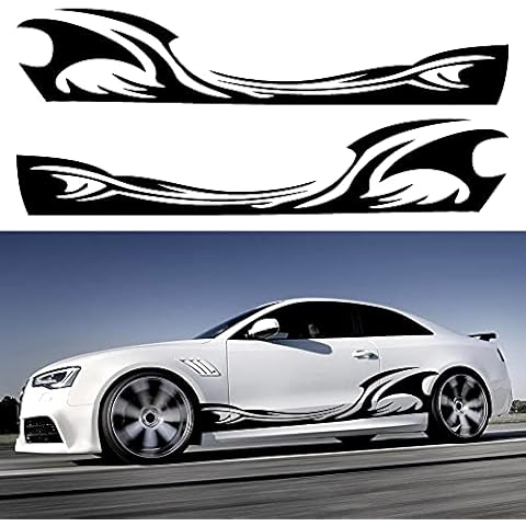 TOMALL Car Body Side Stickers Flame Racing Sports Stripe Decals Cover
