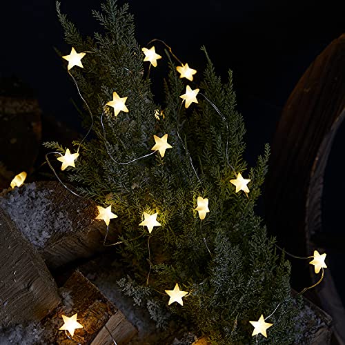 Lights4fun 50er LED Micro Sternen Lichterkette außen mit Timer...