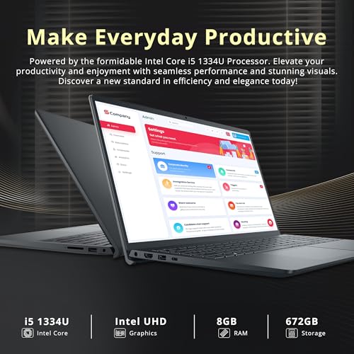 Image of Dell Inspiron 15.6 inch FHD IPS Touchscreen Laptop, Intel i5-1334U, 8GB RAM, 672GB Storage(512GB SSD+160GB Docking Station Set), Intel UHD Graphics, Numeric Keypad, Copilot, Wi-Fi 6, Win 11 Pro, Black