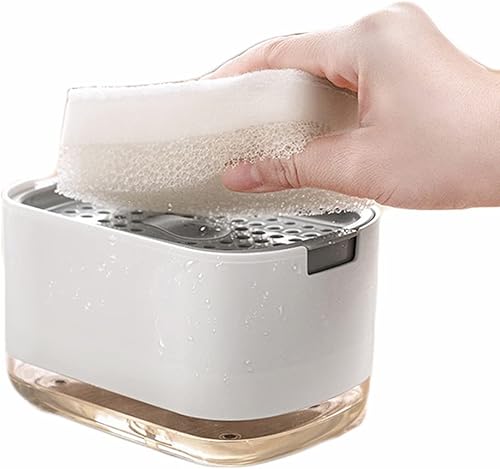 Dispensador de jabón de 5.9 x 4 pulgadas con soporte de esponja para fregadero de cocina con una sola mano