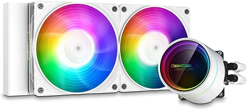 DeepCool - Enfriador líquido de 9449in Castle 240EX ARGB Bomba de agua de doble cámara 2550 RPM 280 W TDP AIO Cooler tecnología antifugas con Negro,