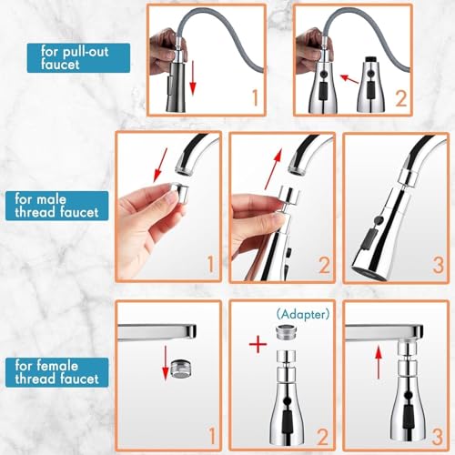 Image of Flexible Tap Extender for Kitchen Sink | 360 Rotating Faucet Attachment | Splash-Proof Water Saving Nozzle | Universal Fit Faucet Extension | Easy Installation Kitchen & Bathroom Tap Adapter (Pack 1)