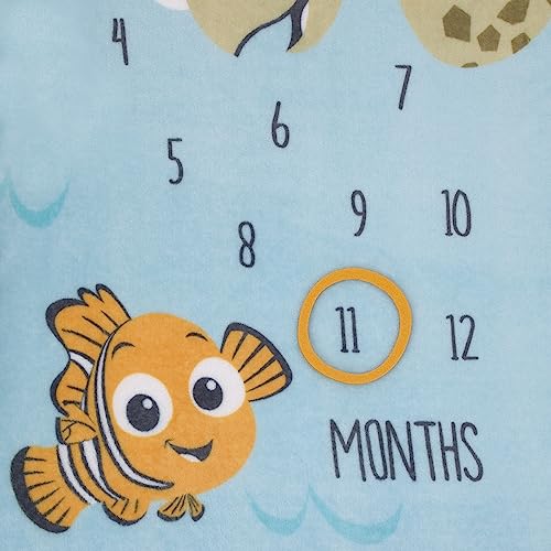 Image of Disney Finding Nemo Blue Make a Splash Super Soft Photo Op Milestone Baby Blanket