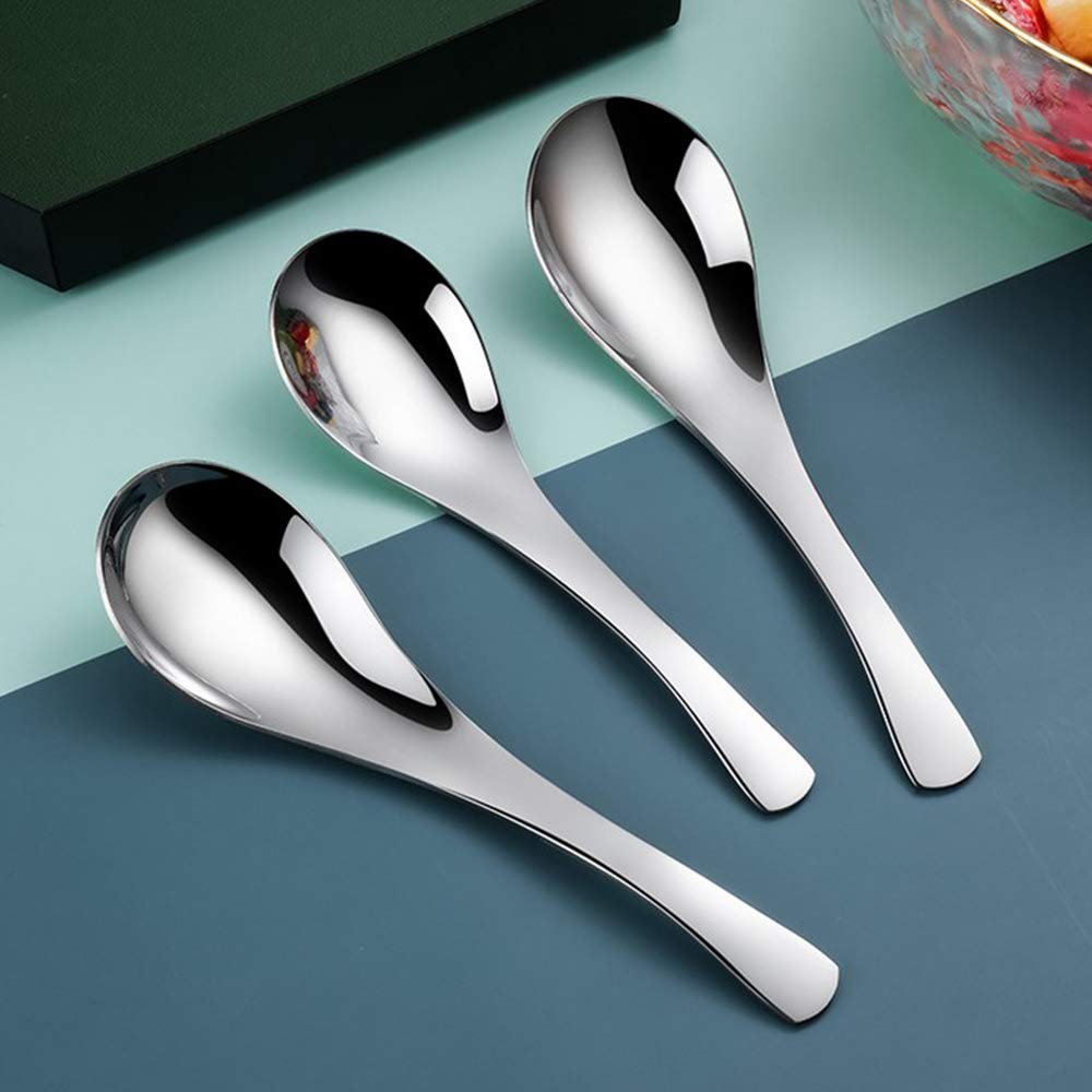 Set di 6 cucchiai in acciaio inox lucidati a specchio, per