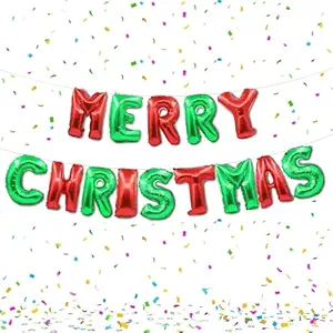Party Propz Christmas Decorations Items- 62Pcs Christmas Decorations Items Combo | Merry Christmas Banner (Cardstock) | Xmas Decoration Items for Home | Merry Christmas Foil Balloons | Christmas Decor